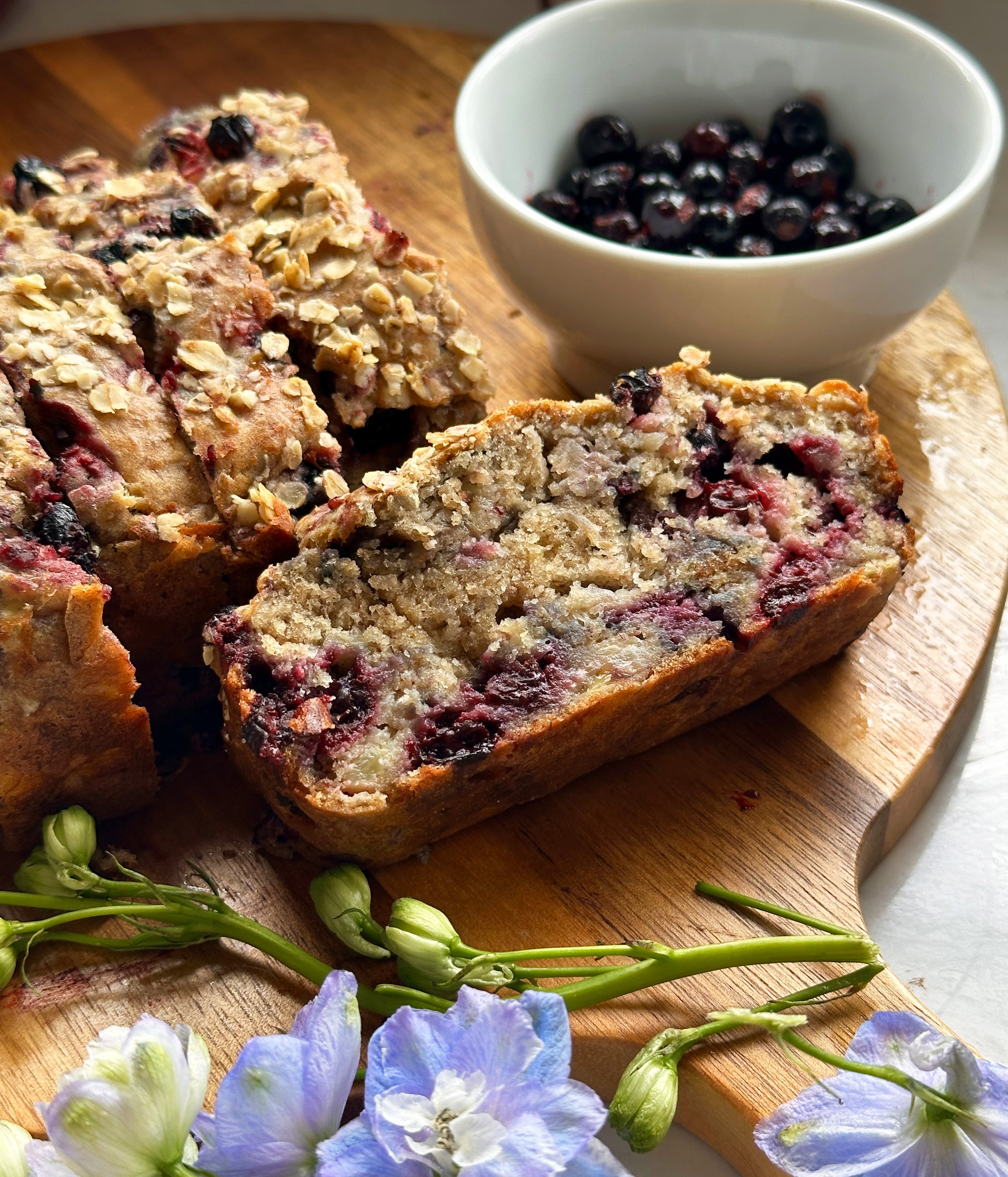 Golden Banana Bread with Blackcurrants